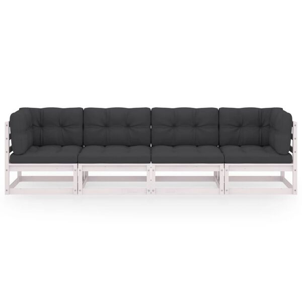 vidaXL 4-Sitzer-Gartensofa mit Kissen Kiefer Massivholz