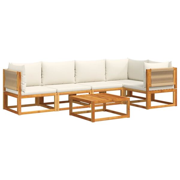 vidaXL 6-tlg. Gartensofa-Set mit Kissen Holz Akazie & Seil