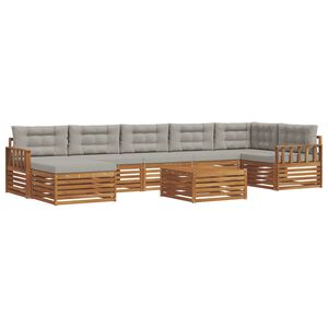vidaXL Outdoor-Sofagarnitur mit Kissen 8 pcs Nat&uuml;rlich und Hellgrau