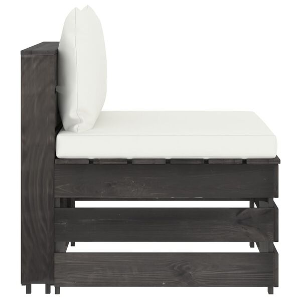 vidaXL Modulares Mittelsofa mit Kissen Grau Imprägniertes Holz