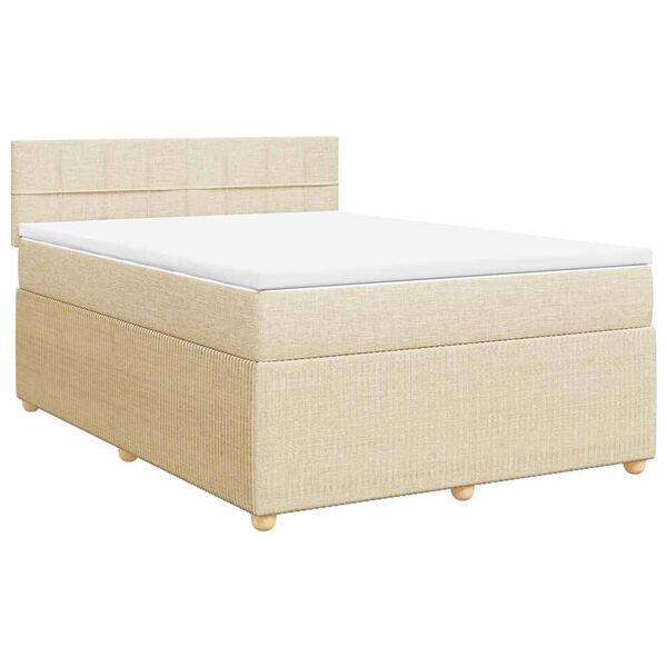 vidaXL Boxspringbett mit Matratze Creme 140x190 cm Stoff