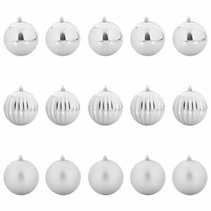 vidaXL Weihnachtskugel-Set 15 pcs Silber Kunststoff