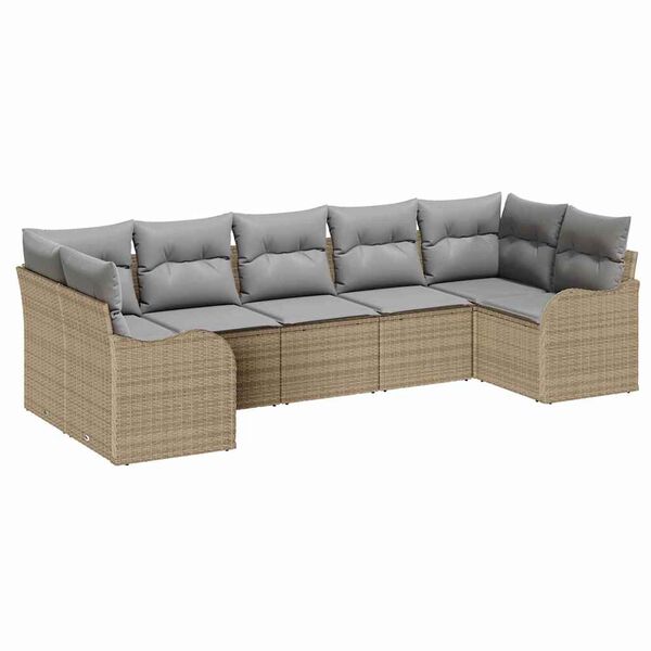 vidaXL Gartensofa-set Beige Poly-Rattan