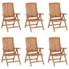 vidaXL Verstellbare Gartenst&uuml;hle mit Auflagen 6 Stk. Massivholz Teak