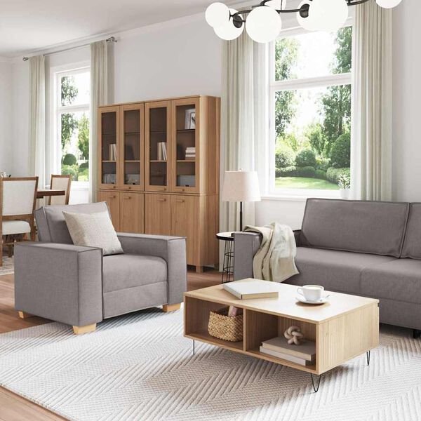 vidaXL Sofa 3 pcs Taupe Leinenmischgewebe