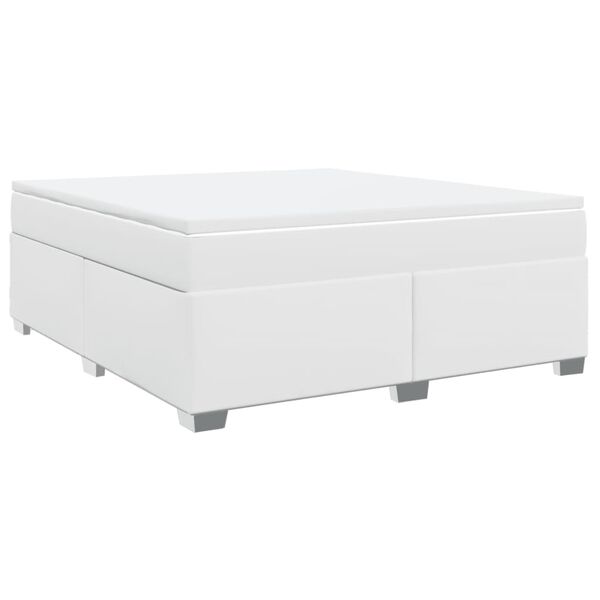 vidaXL Boxspringbett mit Matratze Wei&szlig; 180x200 cm Kunstleder