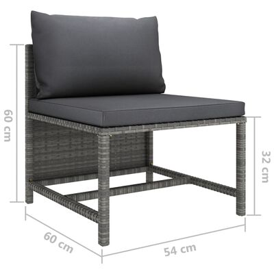 vidaXL 4-Sitzer-Gartensofa mit Kissen Grau Poly Rattan