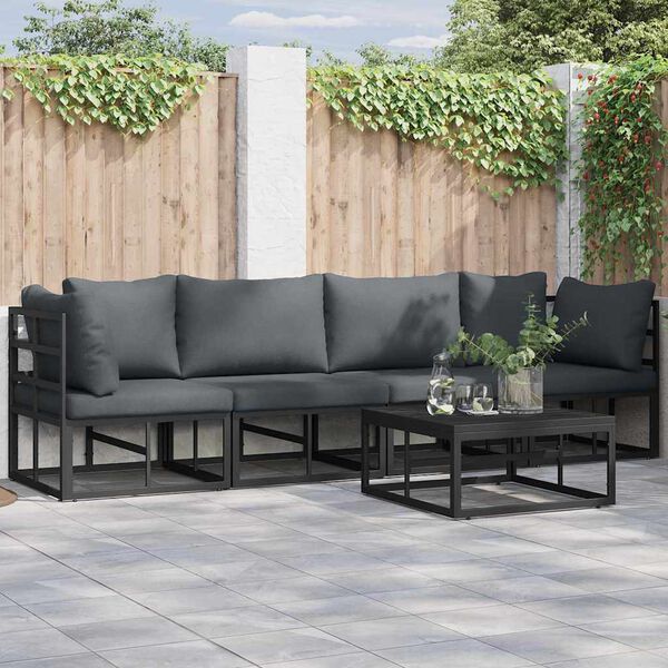 vidaXL Gartensofa-set 5 pcs Schwarz Metall