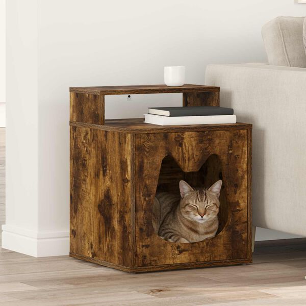 vidaXL Katzenhaus Ger&auml;ucherte Eiche 42,5 x 40 x 53,5 cm Holzwerkstoff