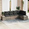 vidaXL Garten-Sofa-Set mit Kissen mit Speicher 5 pcs Grau Poly-Rattan