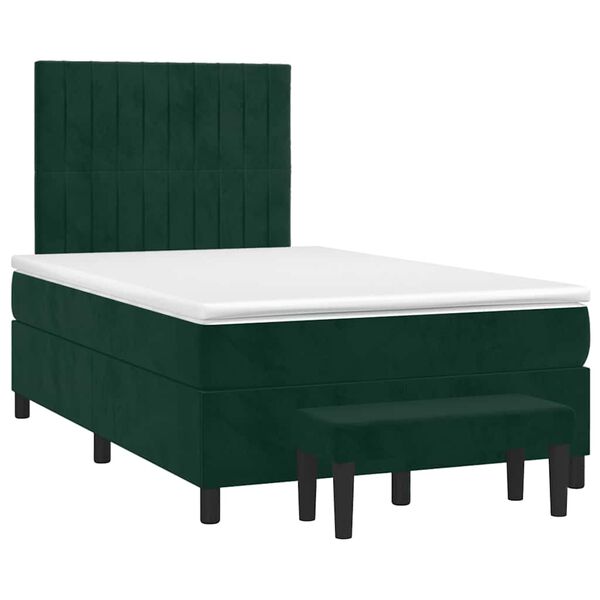 vidaXL Boxspringbett mit Matratze Dunkelgr&uuml;n 120x190 cm Samt