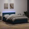 vidaXL Boxspringbett mit Matratze & LED Dunkelblau 160x210 cm Samt