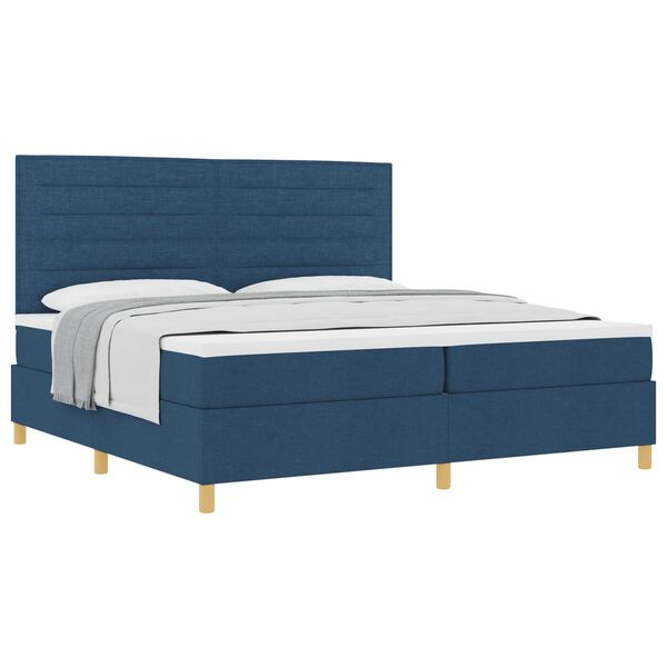 vidaXL Boxspringbett mit Matratze mit Kopfteil Blau 200 x 200 cm Stoff