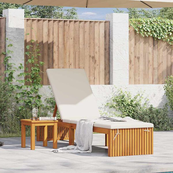 vidaXL Sonnenliege mit Kissen Braun 200 x 55 x 94cm Massivholz Akazie