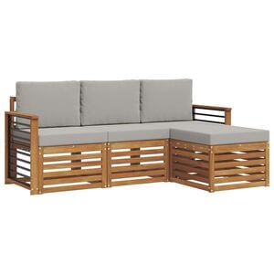 vidaXL Outdoor-Sofagarnitur mit Kissen 4 pcs Nat&uuml;rlich und Hellgrau