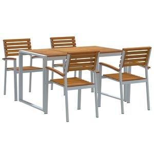 vidaXL Garten Essgruppe 5 pcs Grau Massivholz Akazie