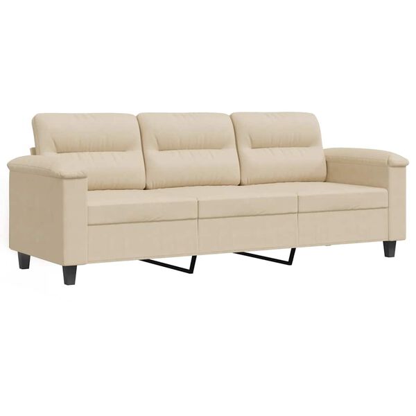 vidaXL 3-Sitzer-Sofa Creme 180 cm Mikrofasergewebe