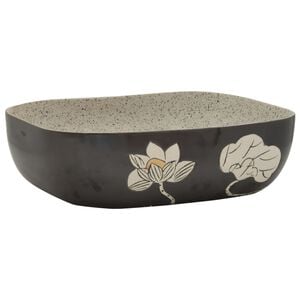 vidaXL Aufsatzwaschbecken Grau Schwarz Rechteck 48x37,5x13,5cm Keramik