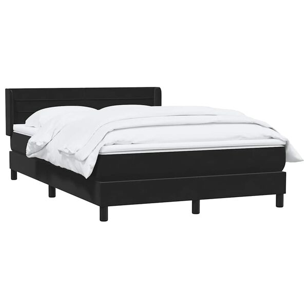 vidaXL Boxspringbett mit Matratze Schwarz 140x210 cm Samt
