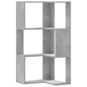 vidaXL Eck-B&uuml;cherregal 3 B&ouml;den Betongrau 50x50x102 cm Holzwerkstoff
