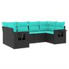 vidaXL 6-teiliges Gartensofa-Set mit Kissen, schwarzes Polyrattan