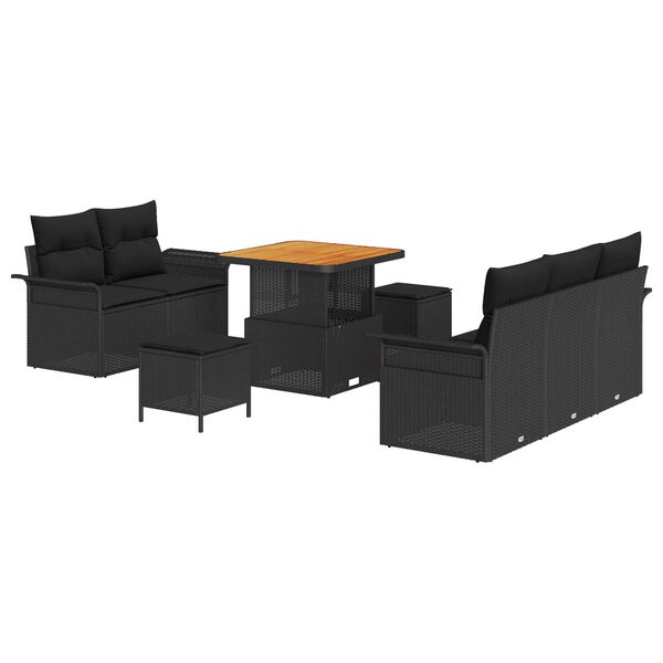vidaXL Garten-Sofa-Set 8 pcs Schwarz Poly-Rattan