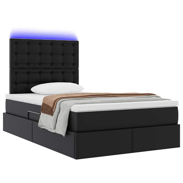 vidaXL Bett mit Stauraum und LED Schwarz 120 x 200 cm Kunstleder