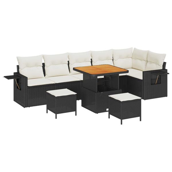 vidaXL Garten-Sofa-Set 9 pcs Schwarz Poly-Rattan