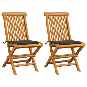 vidaXL Gartenst&uuml;hle mit Taupe Kissen 2 Stk. Massivholz Teak