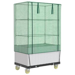 vidaXL Hochbeet mit Aufsatz und Rollen Rattan-Optik 80x50x182 cm