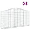 vidaXL Gabionen mit Hochbogen 5 Stk. 200x30x100/120cm Verzinktes Eisen
