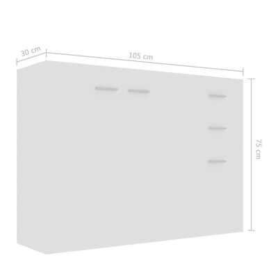 vidaXL Sideboard Weiß 105x30x75 cm Holzwerkstoff