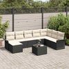 vidaXL Garten-Sofa-Set mit Kissen 9 pcs Schwarz Poly Rattan