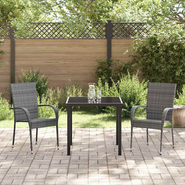 vidaXL Garten Essgruppe 3 pcs Grau Pulverbeschichteter Stahl