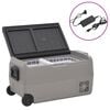 vidaXL K&uuml;hlbox mit Rollen und Adapter Schwarz & Grau 60 L PP & PE