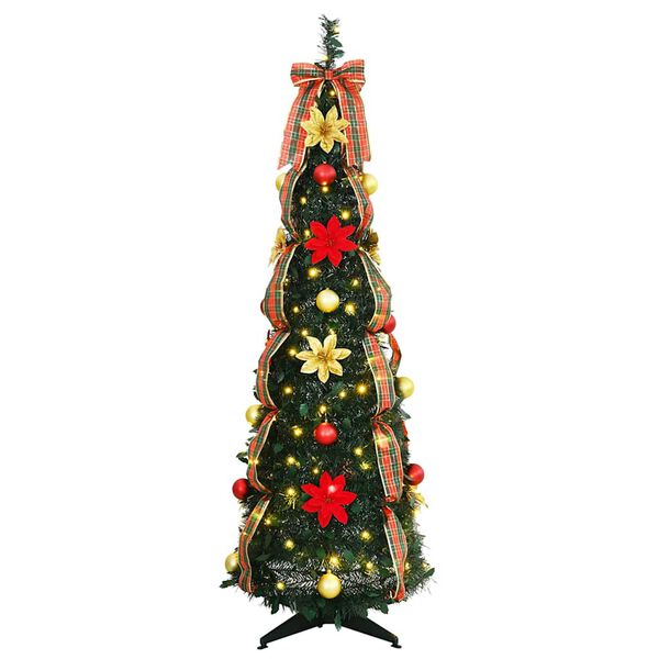 vidaXL K&uuml;nstlicher Weihnachtsbaum mit 100 LEDs Gr&uuml;n 155 cm PVC