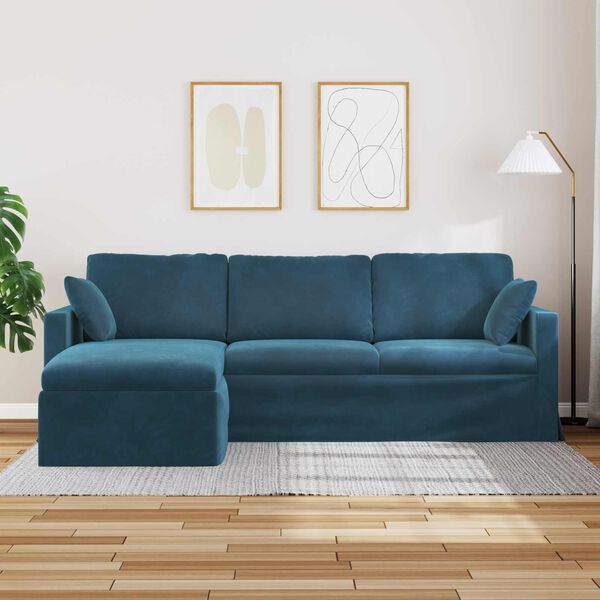 vidaXL Sofa Blau Gesamtabmessungen: 228 x 134 x 80 cm (B x T x H) Samt
