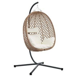 vidaXL H&auml;ngendes Ei-Stuhl Poly-Rattan 104 x 100 x 191 cm Hellcreme