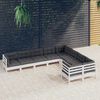 vidaXL 9-tlg. Garten-Lounge-Set mit Kissen Weiß Kiefernholz