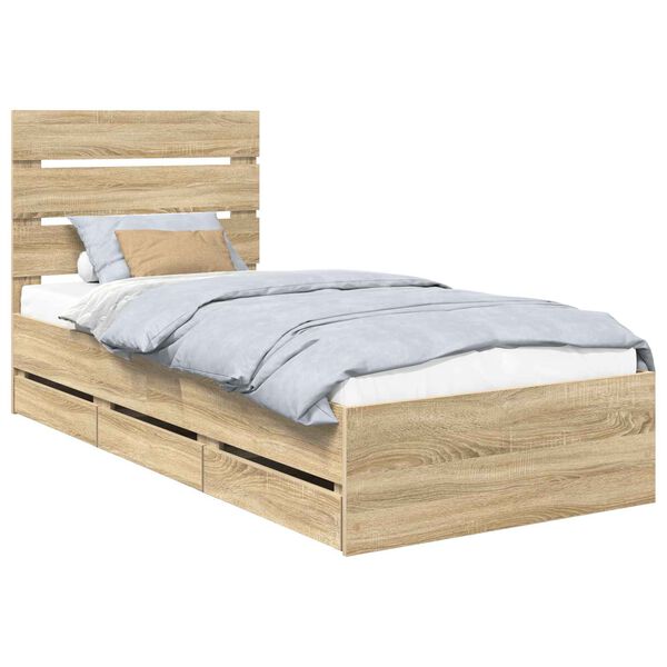 vidaXL Bettrahmen Sonoma-Eiche 90 x 190 cm Ingenieurs Holz