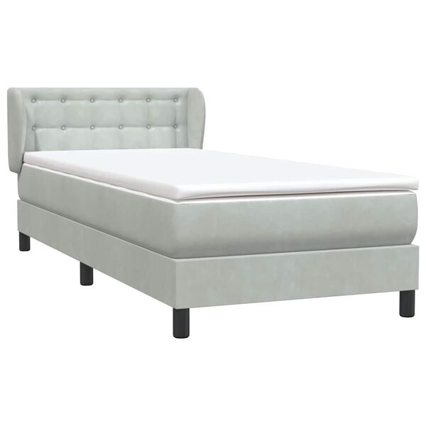 vidaXL Boxspringbett mit Matratze Hellgrau 80x210 cm Samt