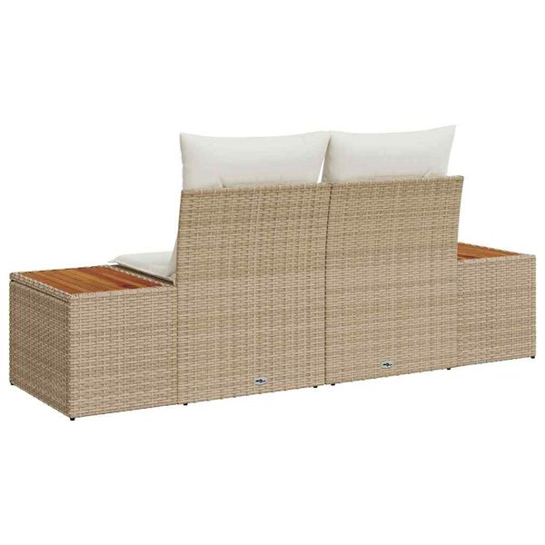 vidaXL Gartensofa Beige 184 x 62 x 85cm Poly-Rattan