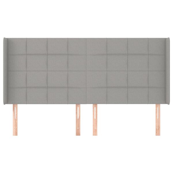 vidaXL Kopfteil mit Ohren Hellgrau 203x16x118/128 cm Stoff