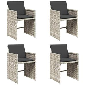 vidaXL Gartenst&uuml;hle mit Kissen 4 Stk. Hellgrau Poly Rattan