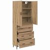 vidaXL Highboard 2 pcs Artisan-Eiche Engineered Wood und Glas