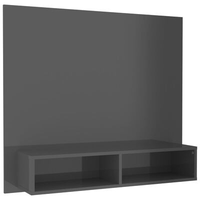 vidaXL TV-Wandschrank Hochglanz-Grau 102x23,5x90 cm Holzwerkstoff