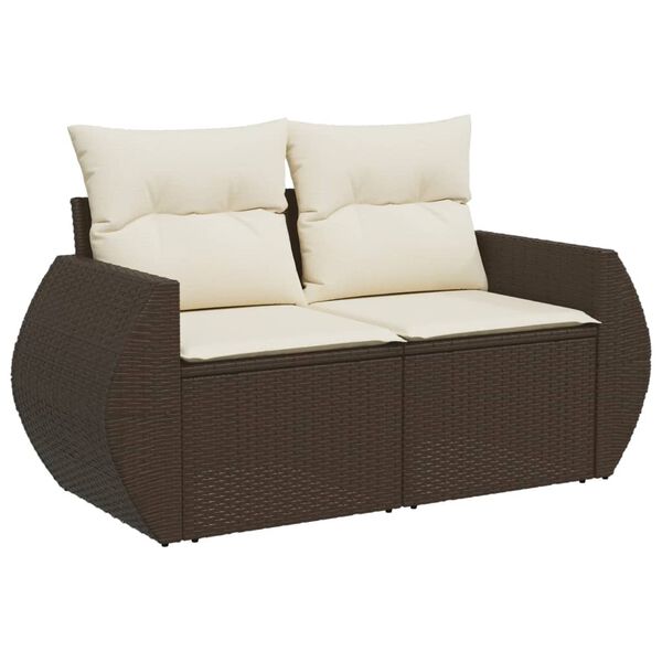 vidaXL 8-tlg. Garten-Sofagarnitur mit Kissen Braun Poly Rattan