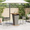 vidaXL 3-tlg. Gartenbar-Set mit Kissen Grau Poly Rattan