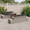 vidaXL Garten-Sofa-Set mit Speicher 7 pcs Grau Poly Rattan