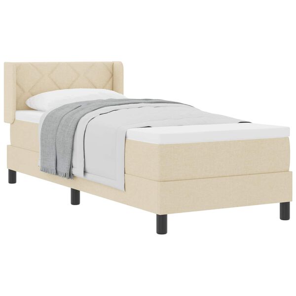 vidaXL Boxspringbett mit Matratze Creme 200 x 80 cm Polyester
